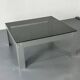 Table basse en aluminium et verre minimaliste de style moderniste du milieu du siècle, années 1970.