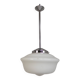 Art Deco pendant light with white glass shade, 1930s