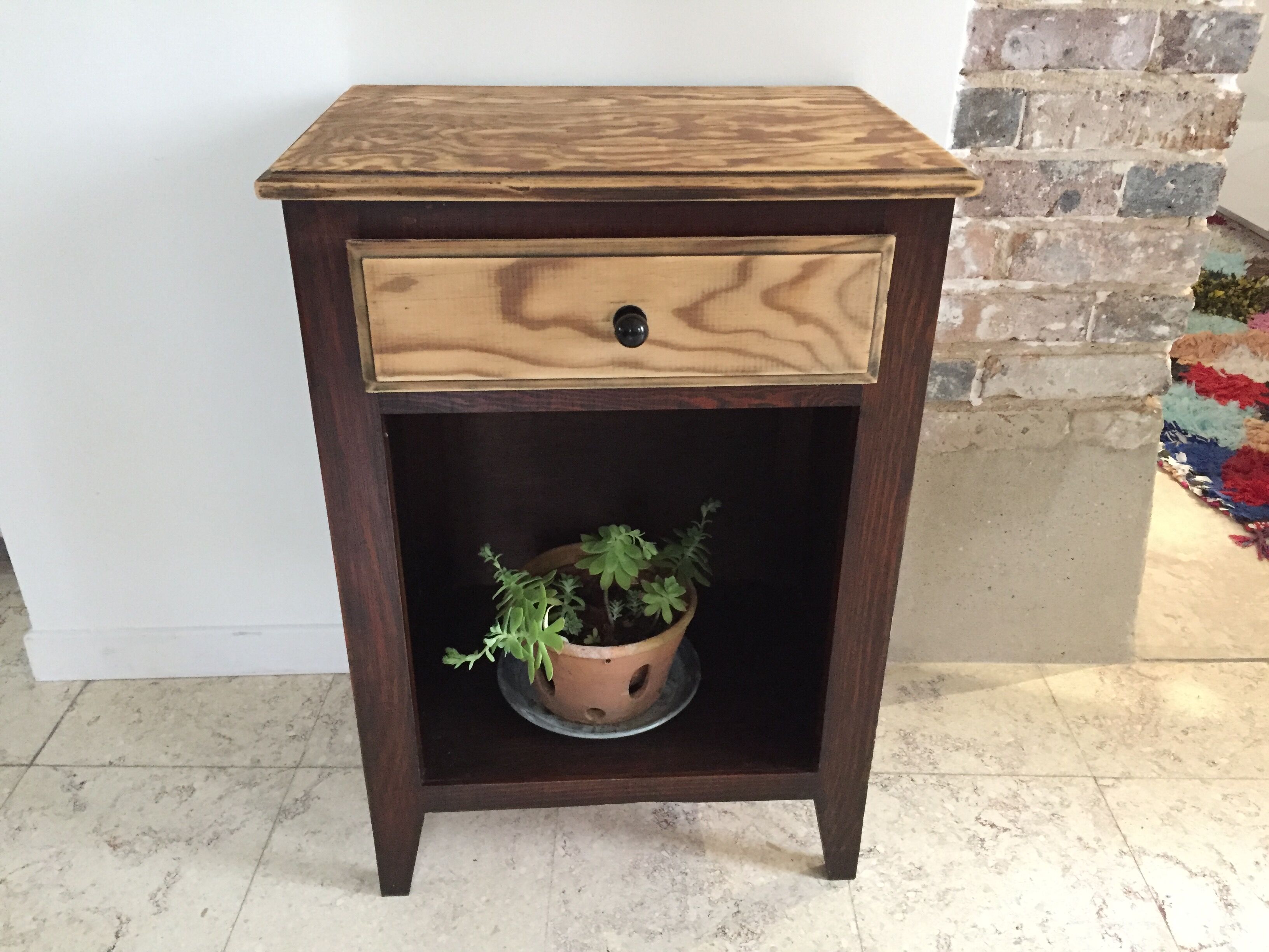 Vintage bedside tables legs compass