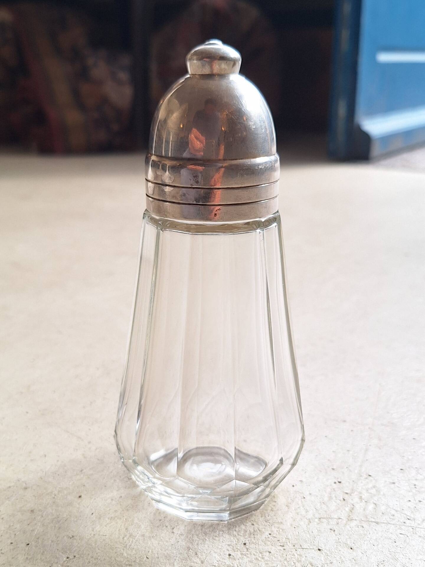 Crystal and silver-plated metal sugar shaker Christofle