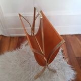 Camel leather and brass magazine holder