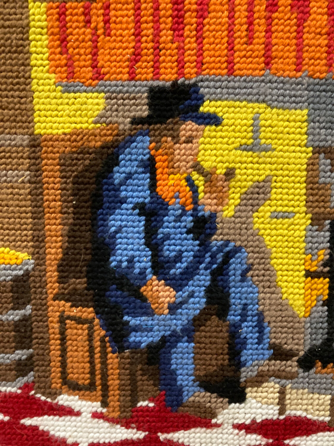 Tableau Canevas vintage en laine 1970