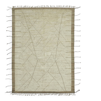 Handwoven Turkish Rustic 206 cm x 295 cm Beige Wool Carpet