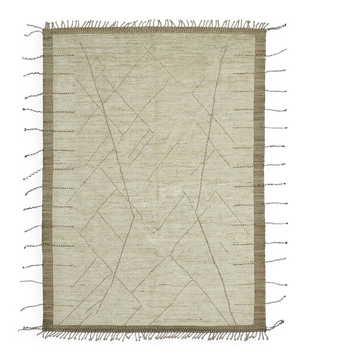 Tapis turc rustique tissé à la main en laine beige 206 cm x 295 cm
