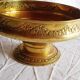Fruit bowl, basket on foot, compote dish in embossed brass.