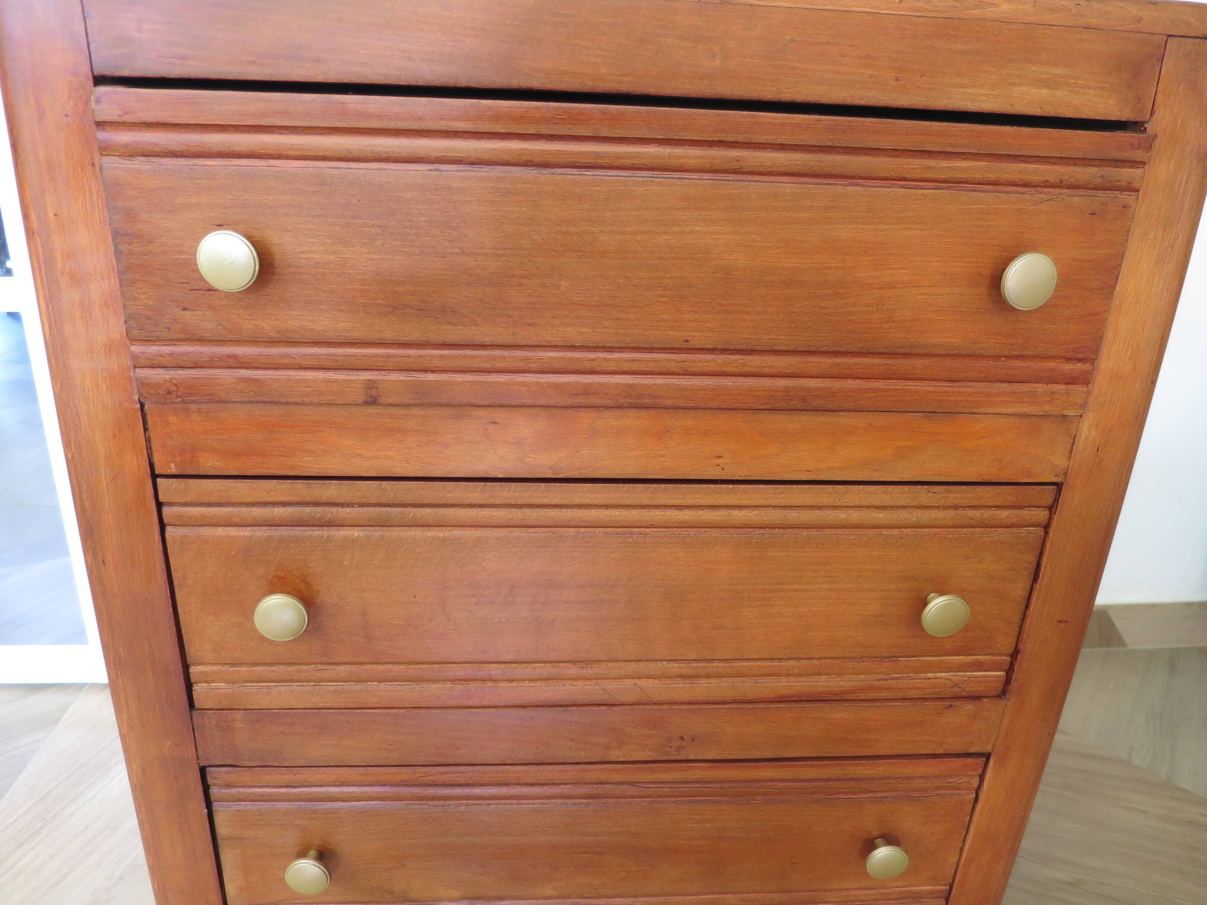 Art Deco chest of drawers in dark wood with 3 drawers, 1950s