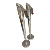 Pair of silver candle holders by Christophe Pillet