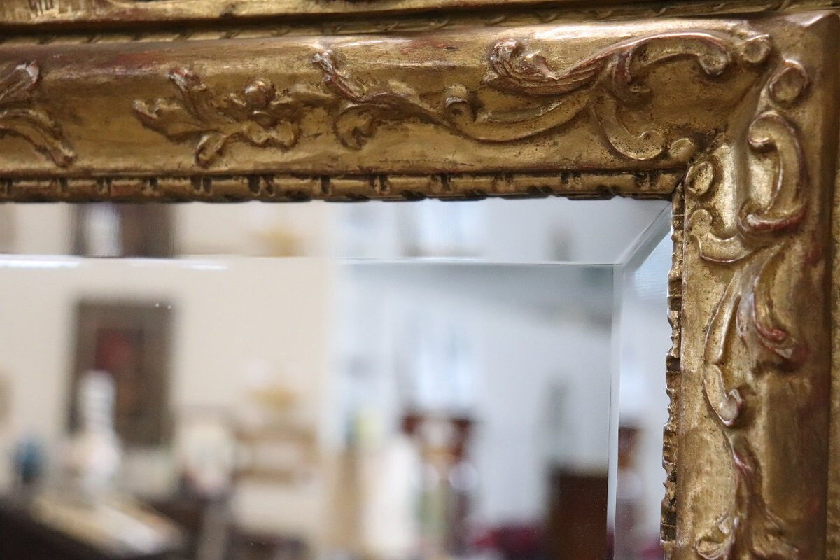 Louis XVI Style Carved And Gilded Wood Wall Mirror, Italy Early 20th Century