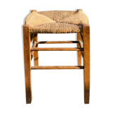 Rustic stool in wood and straw, 19th century.