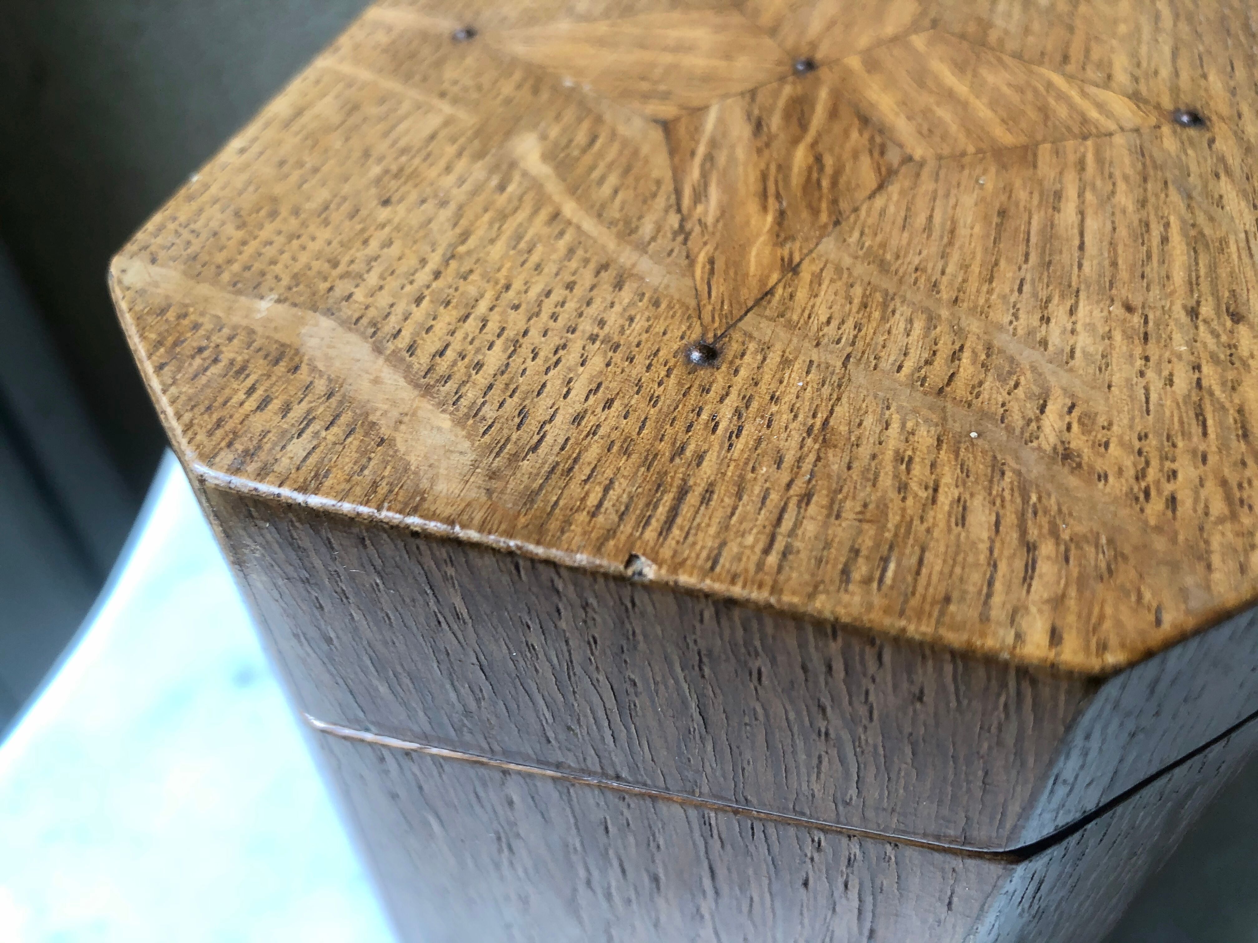 Jewelry box french craft work vintage 60 oak blond lily flower