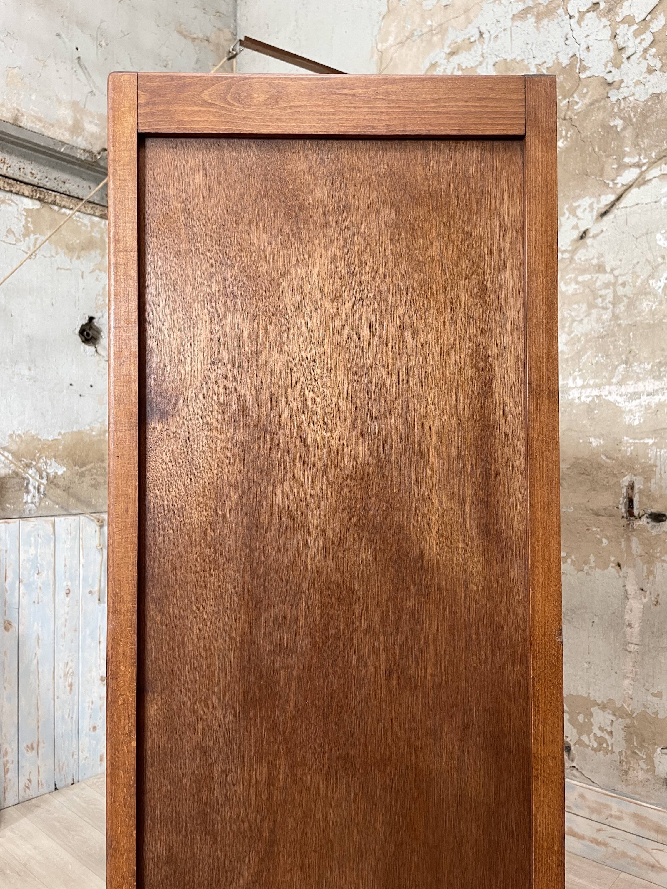 Solid wood display cabinet.