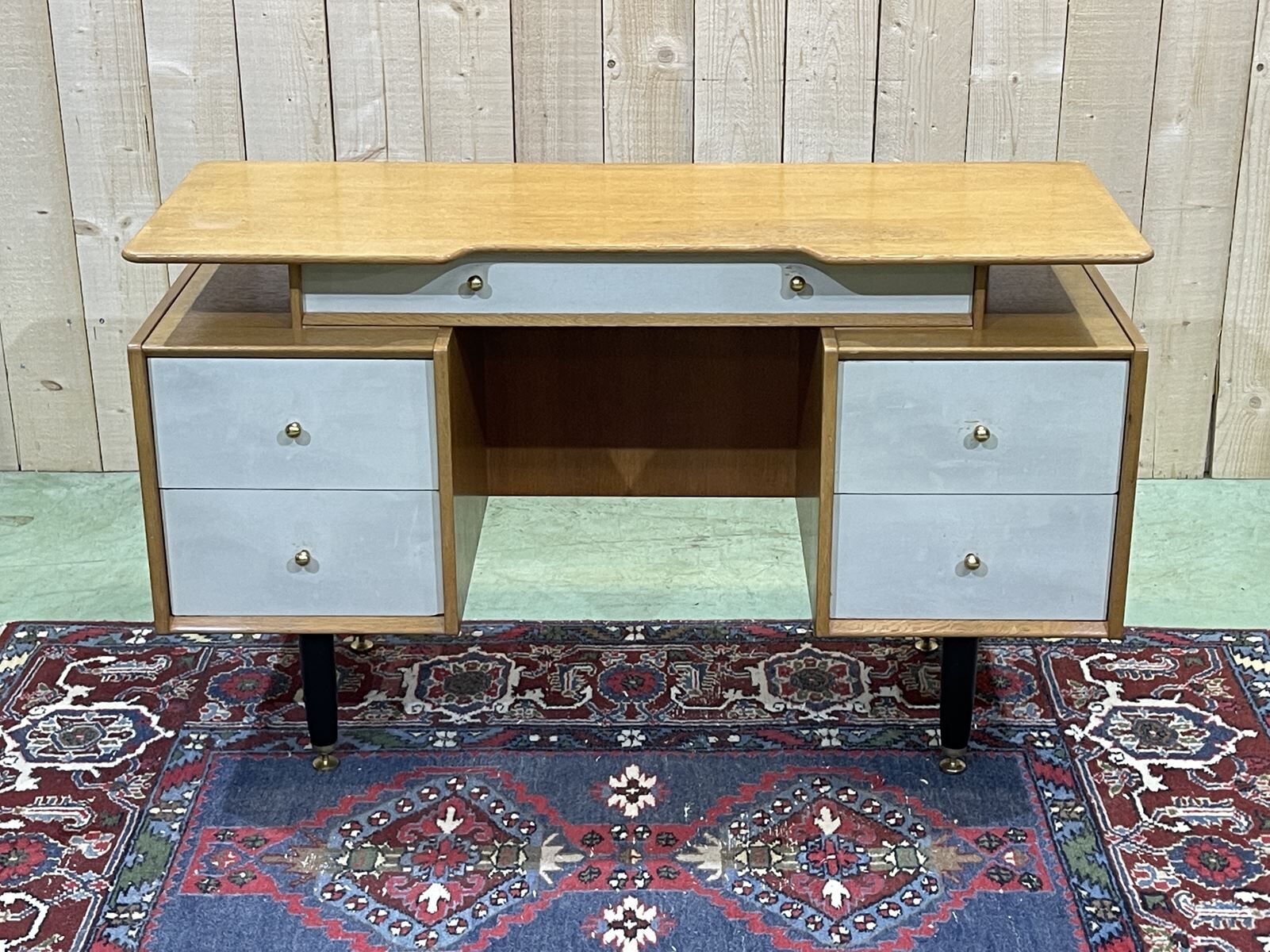 English office of the 70s in blond oak