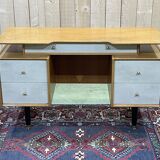 English office of the 70s in blond oak