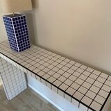 High console tiled mosaic glossy white joint black
