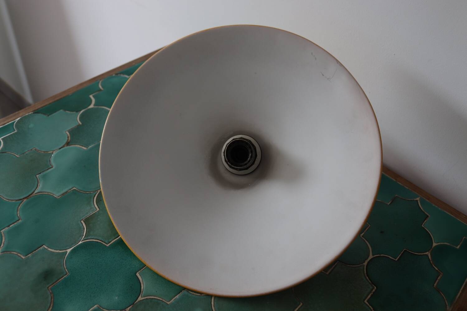 Vintage yellow metal pendant light – 70s