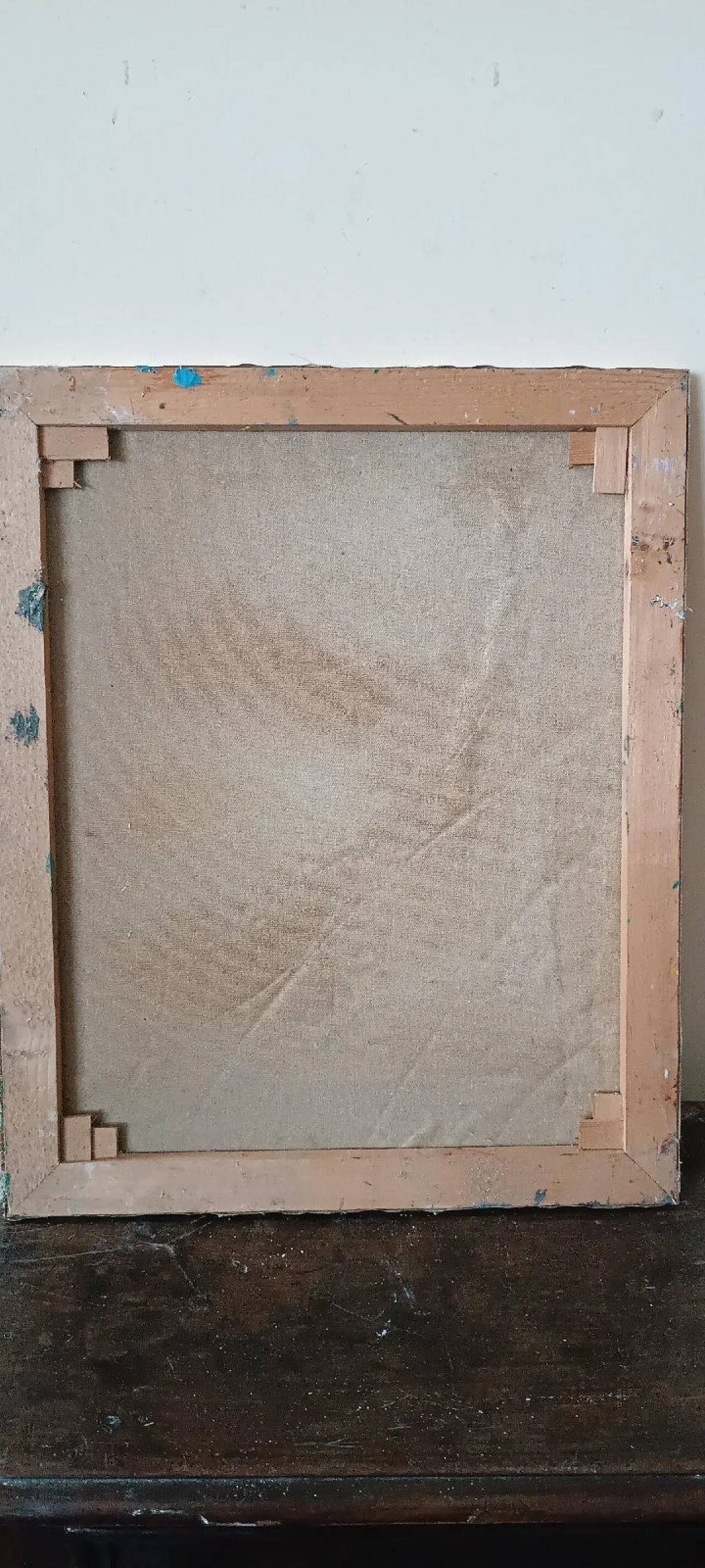 Abstract painting by Simone Ciani, oil on canvas, 20th century