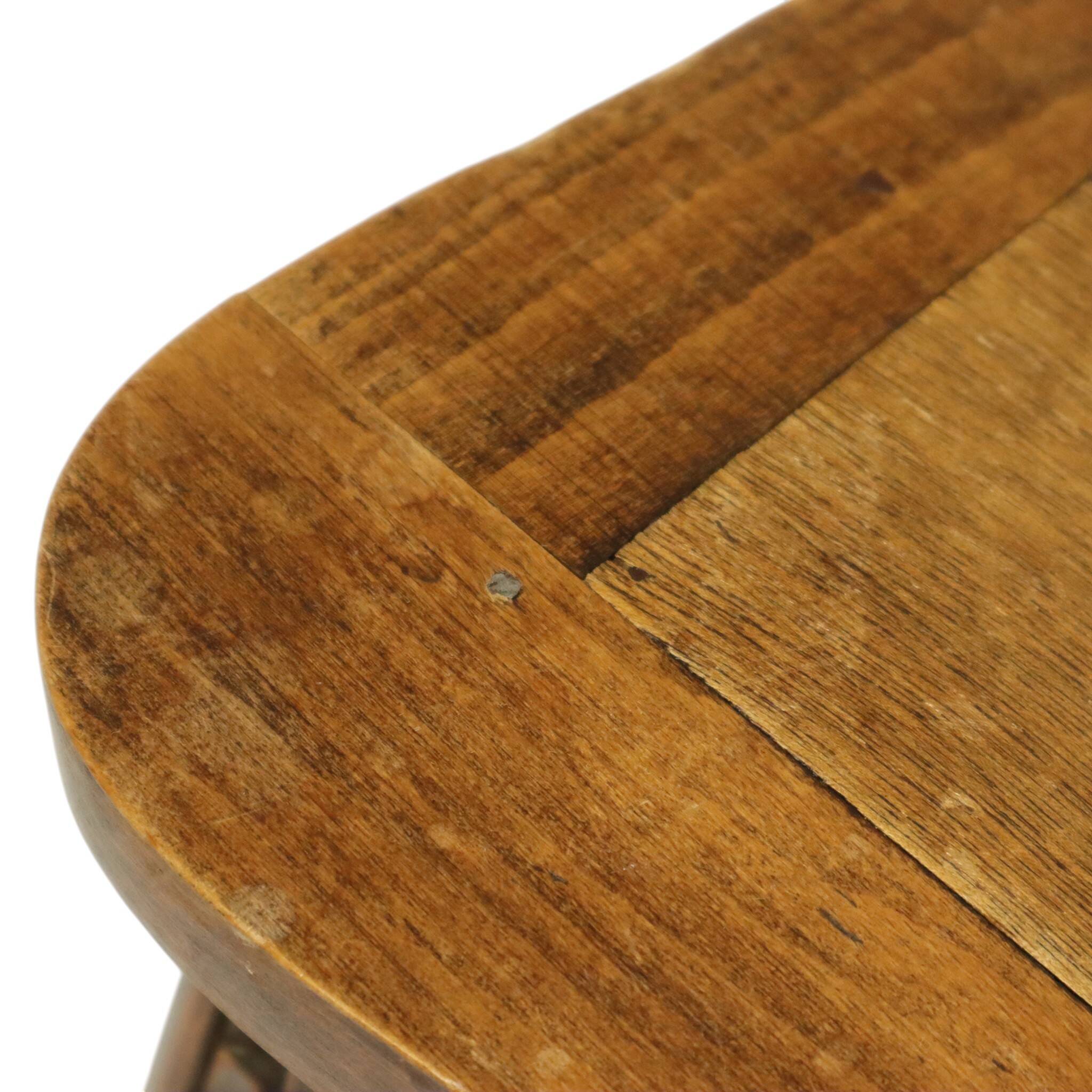 Characterful Solid Wood Vintage Stool Sculpted