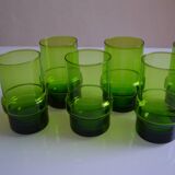 Lot de 6 verres vert vintage 1970 années 70