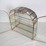 Ensemble de 3 vitrines laiton doré, verre, miroir années 60