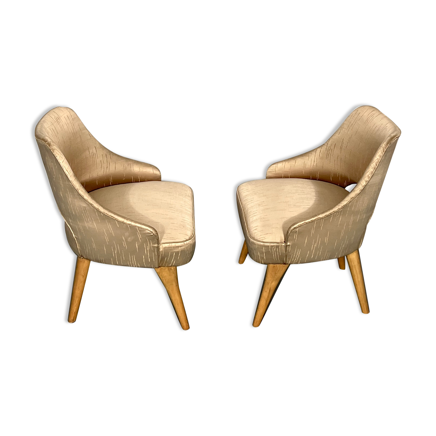 Italian Mid-Century bedroom chairs from 50s. Set of two