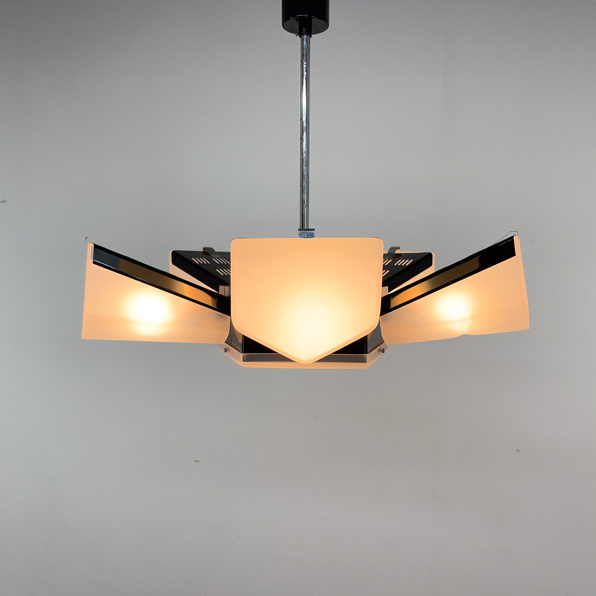 Mid-Century Plastic and Metal Chandelier by Lidokov, Czechoslovakia