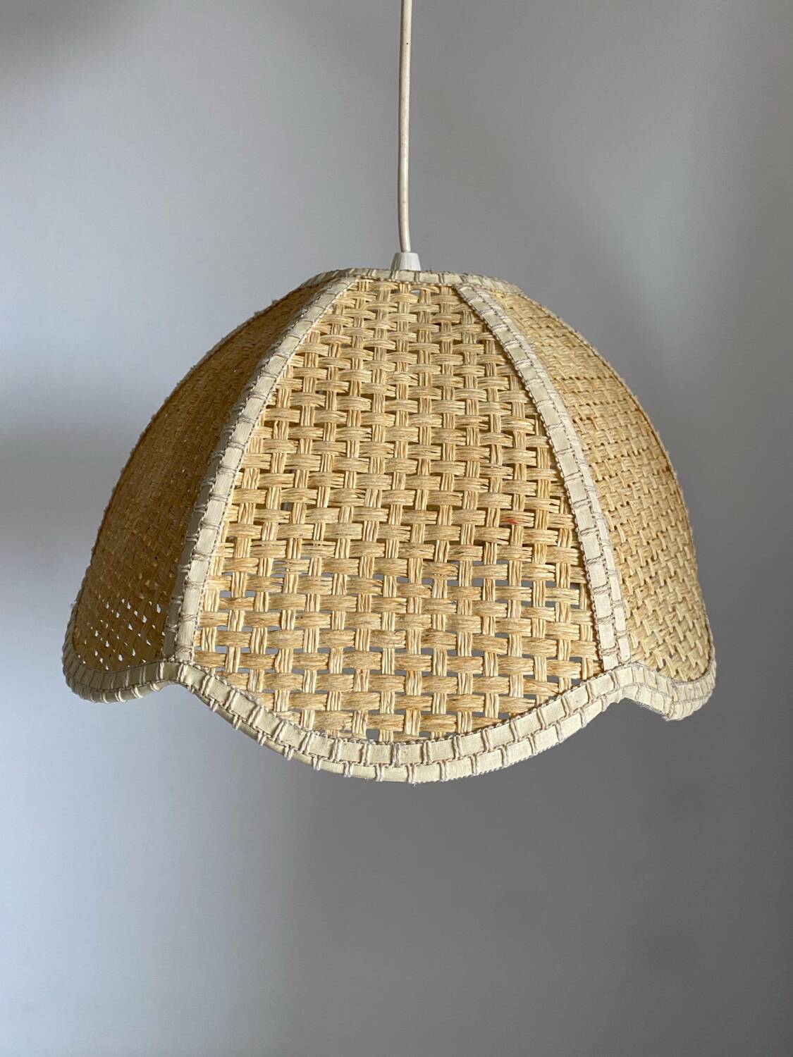 Rattan and flower cane hanging lamp