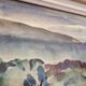 Tableau gouache années 1950 arrière pays méditerranéen, encadré, signé F Robinet