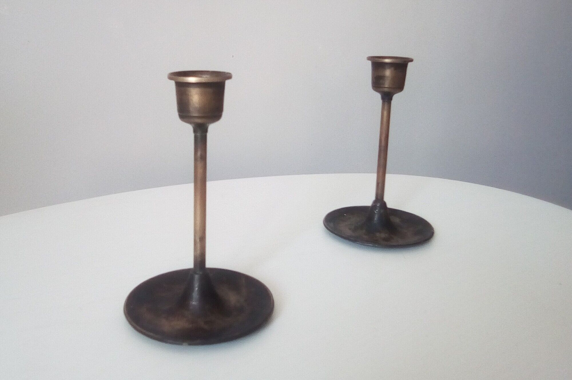 Pair of vintage Scandinavian brass candlesticks
