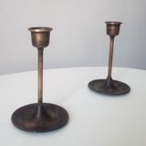 Pair of vintage Scandinavian brass candlesticks