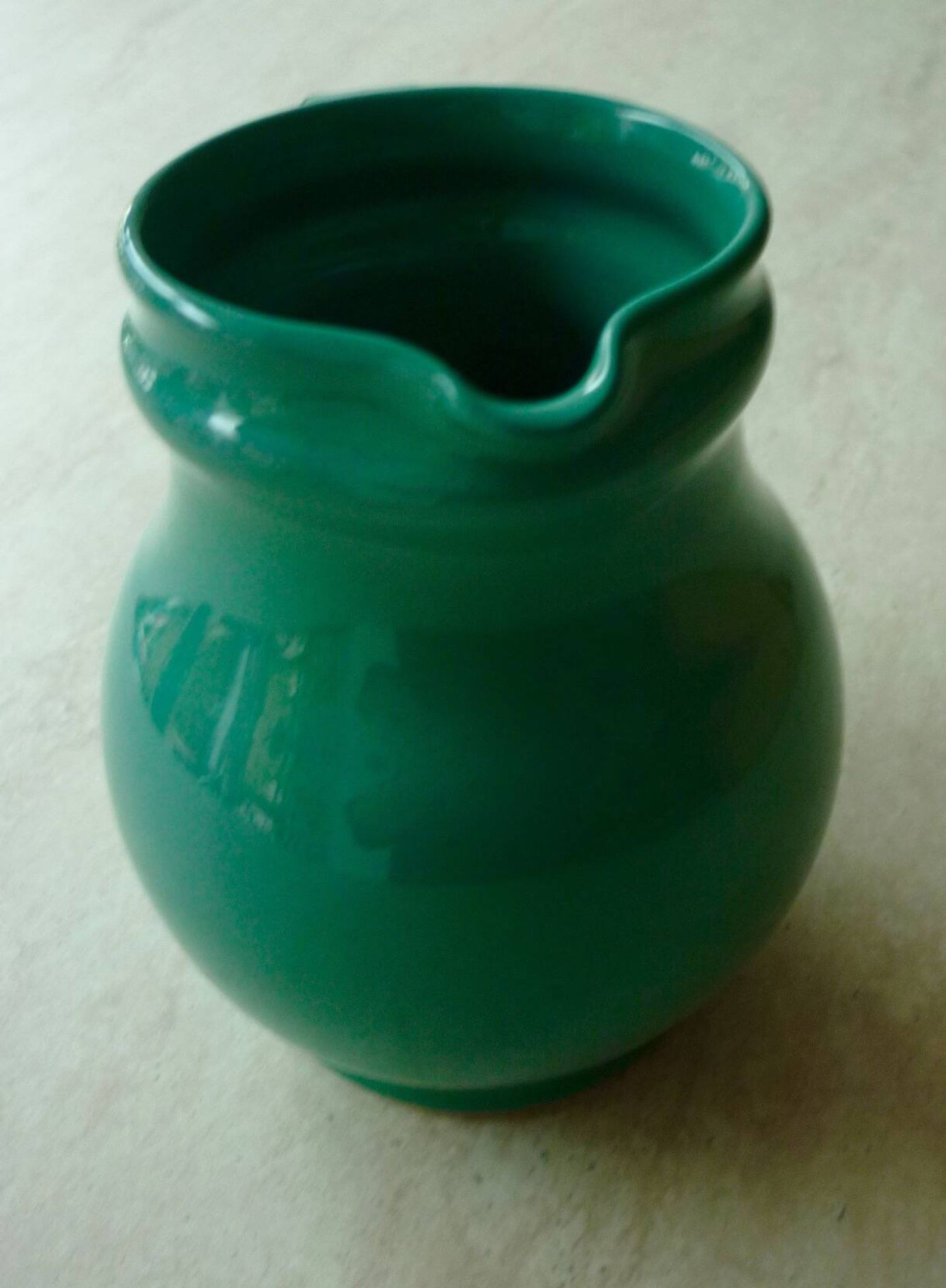 Green/duck blue ceramic milk jug