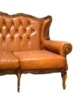 Louis XV padded leather sofa, baroque leather sofa