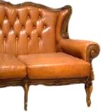 Louis XV padded leather sofa, baroque leather sofa