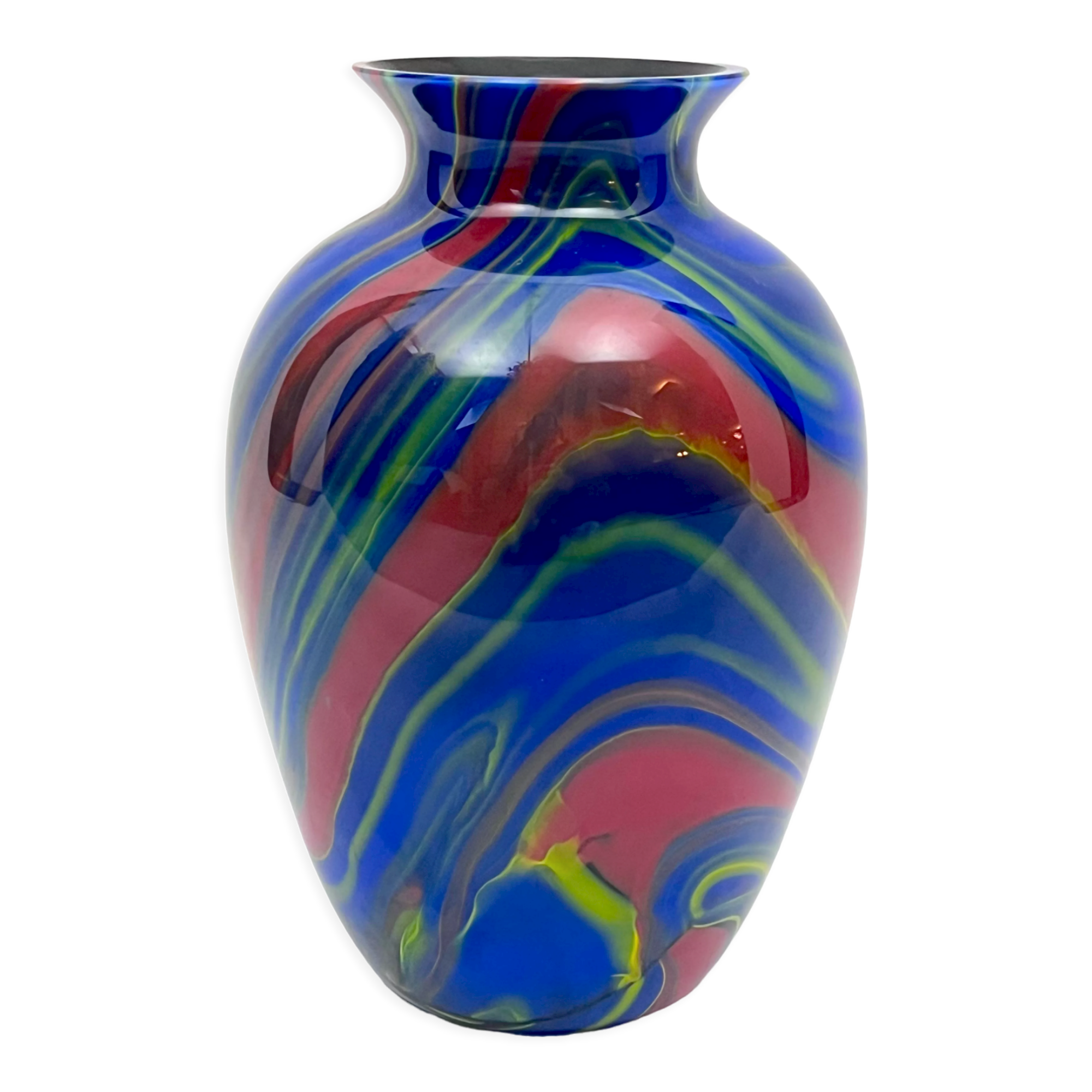 Postmodern multicolored Murano glass vase by Ottavio Missoni. Italy 1980s