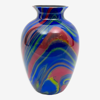 Postmodern multicolored Murano glass vase by Ottavio Missoni. Italy 1980s