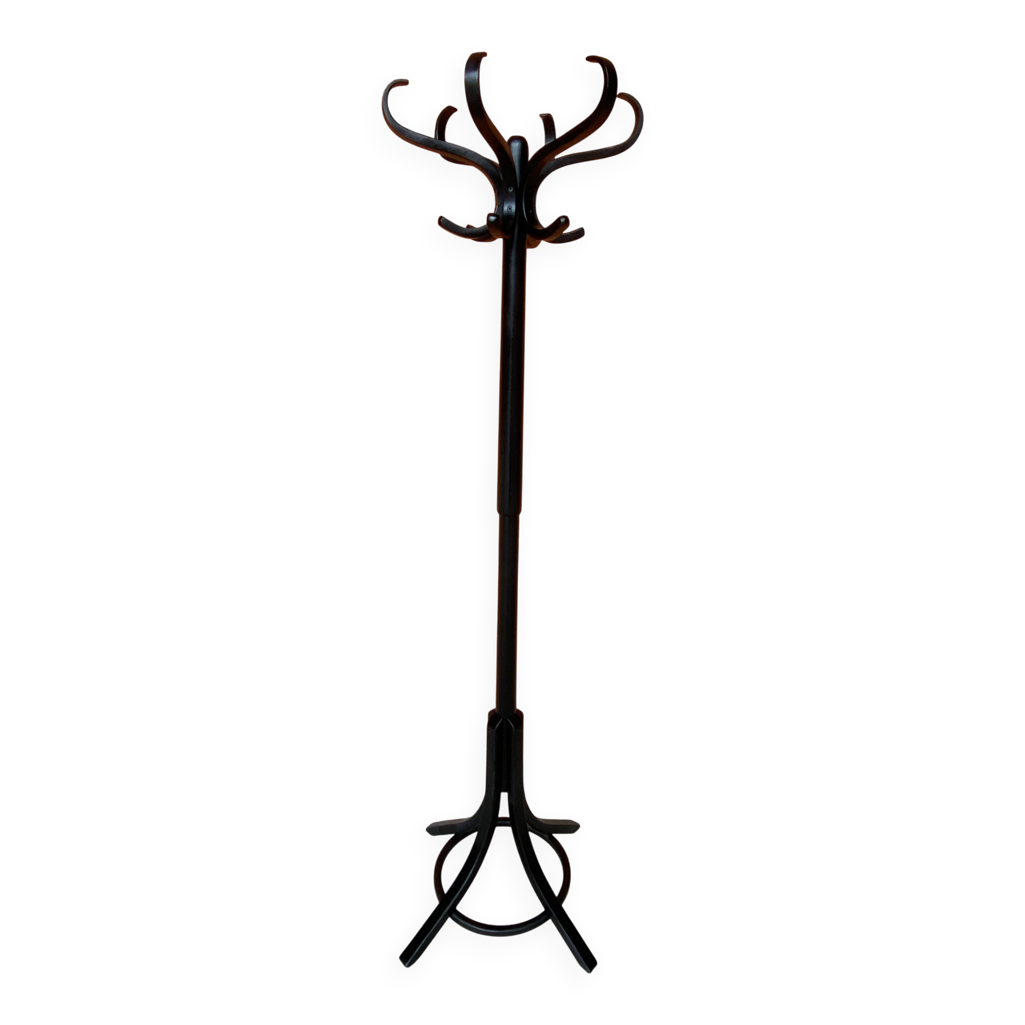 Baumann coat rack on vintage parrot stand 70s curved wood