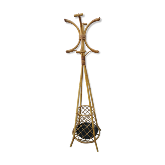 Rattan coat rack