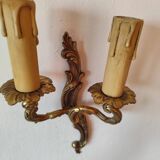 Pair of 19th century Louis XV style gilt bronze wall lights with 2 branches