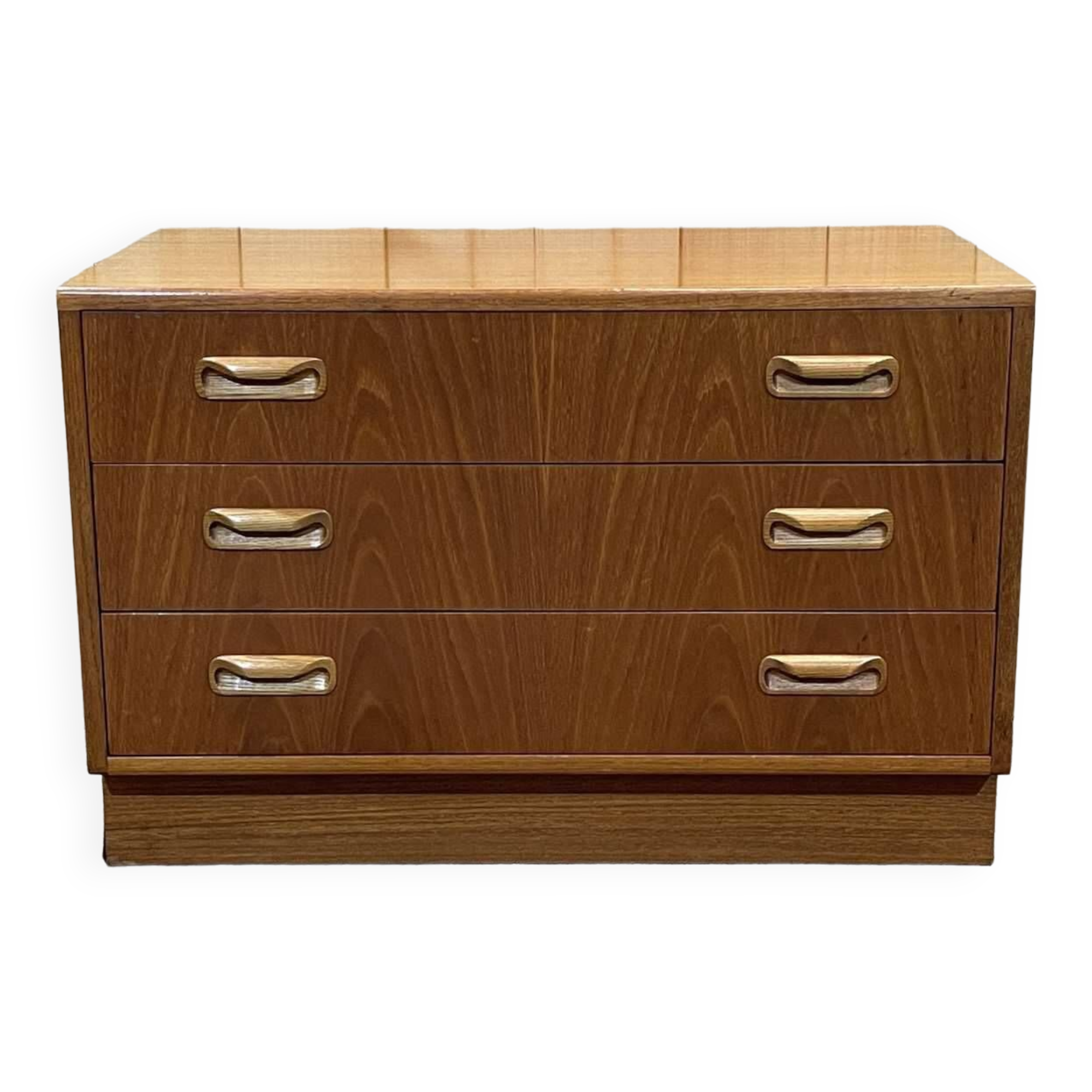 Low 3-drawer chest of drawers from the GPlan brand in teak from the 70s