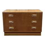 Low 3-drawer chest of drawers from the GPlan brand in teak from the 70s