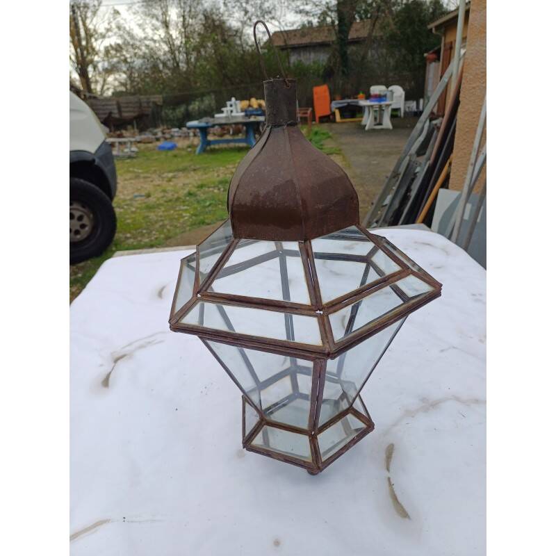 Lampe suspension métal et verre