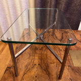 Small chrome and glass coffee table.