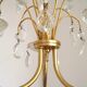 French Vintage Gold Effect Metal-Crystal 3 Light Chandelier Glass Bobeches