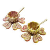 Salières fleurs en métal émaillé