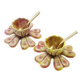 Enameled metal flower salt dishes