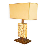 Vintage "Egyptomania" lamp in ceramic and patinated brass