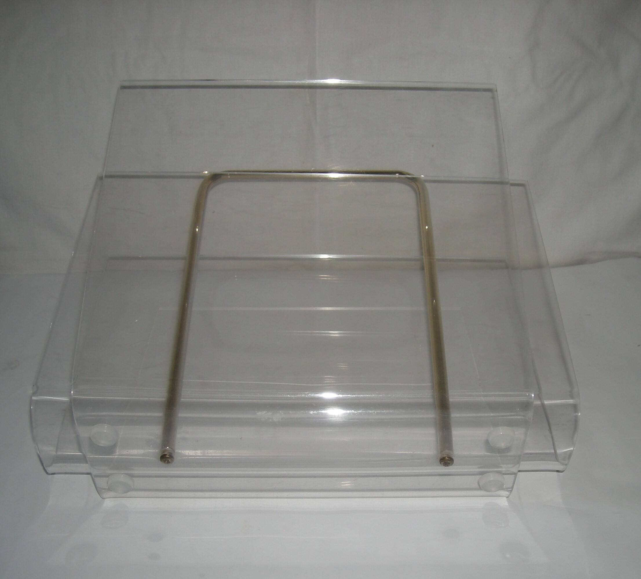 1970s plexiglass magazine rack