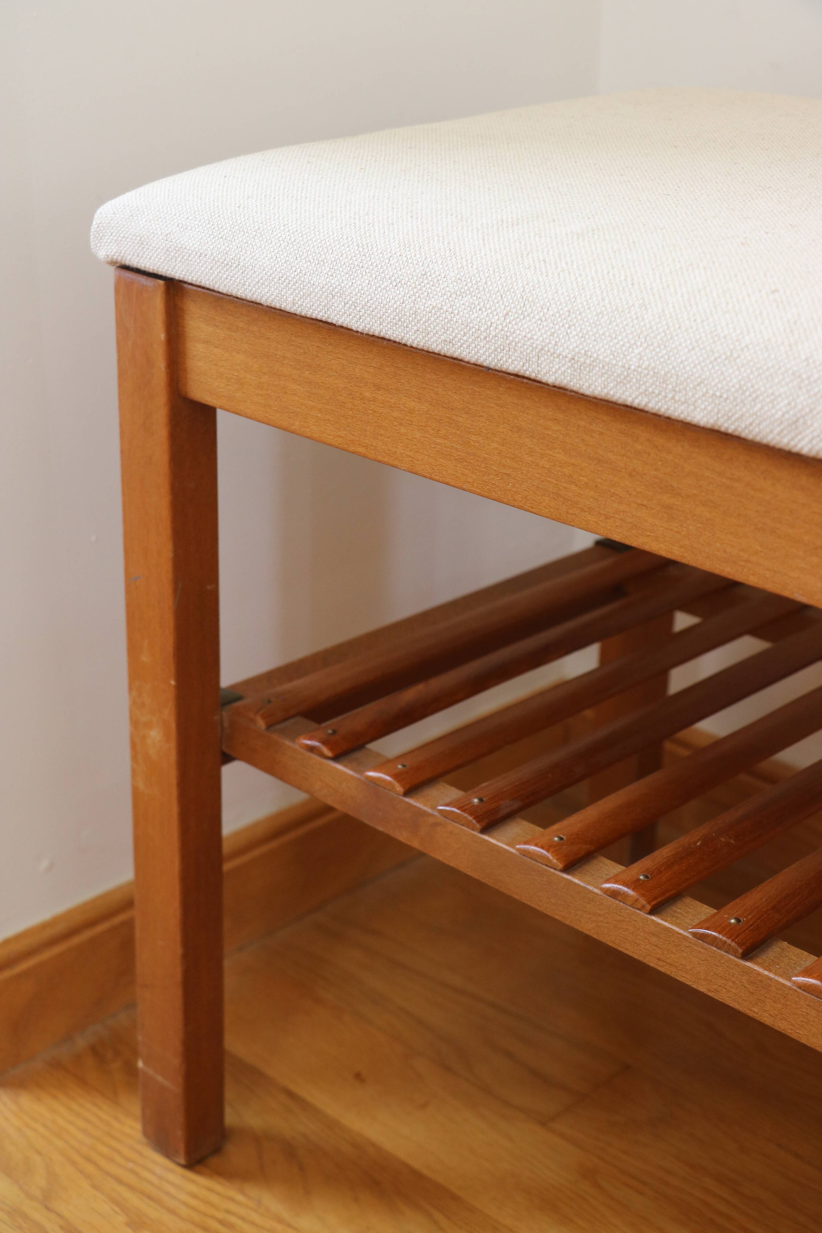 Entrance bench, Scandinavian modular telephone bench, teak, 1960