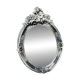 Antique Oval Beveled Mirror with Baroque Carved Wood Frame