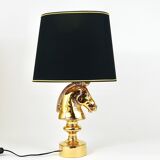 Sculptural Hollywood Regency table lamp in the shape of a horse from the 1970s.