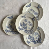 Set of 4 plates in iron earth, Aucella de Saint Amand